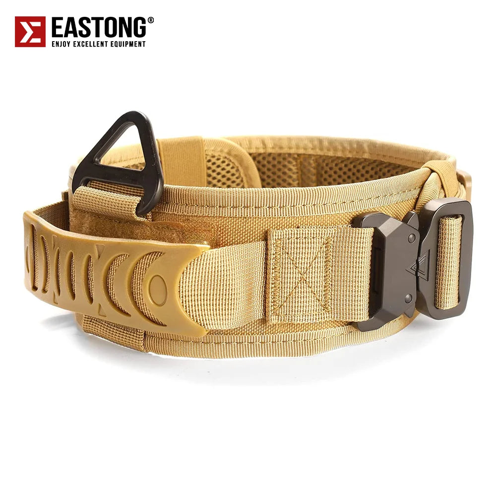 Reflective Nylon Tactical Dog Collar Classic Military Training with 2 Heavy Duty Metal Buckle Handle for Large  Dog Collar