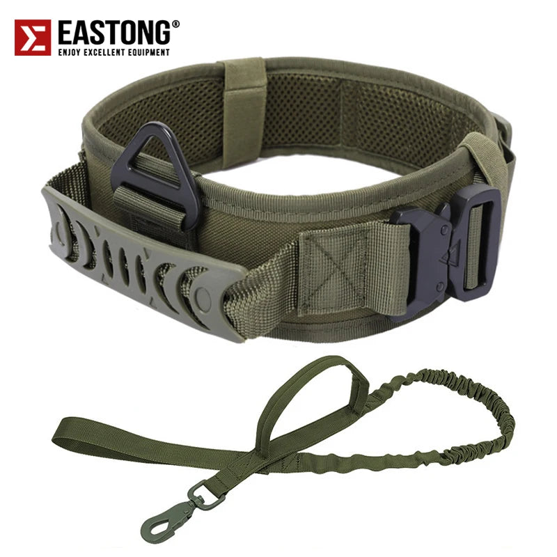 Reflective Nylon Tactical Dog Collar Classic Military Training with 2 Heavy Duty Metal Buckle Handle for Large  Dog Collar