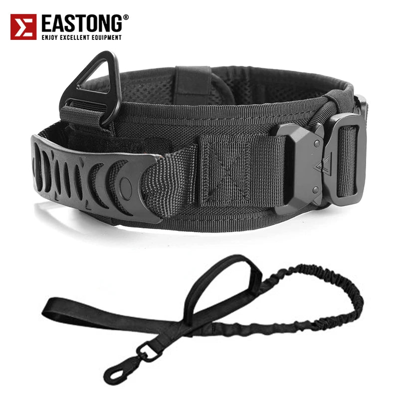 Reflective Nylon Tactical Dog Collar Classic Military Training with 2 Heavy Duty Metal Buckle Handle for Large  Dog Collar