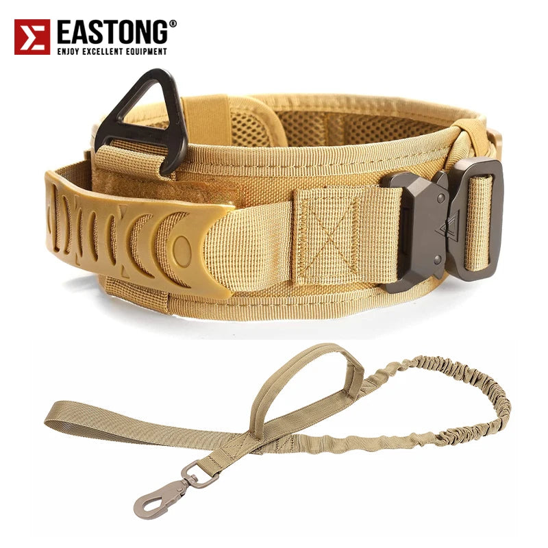 Reflective Nylon Tactical Dog Collar Classic Military Training with 2 Heavy Duty Metal Buckle Handle for Large  Dog Collar