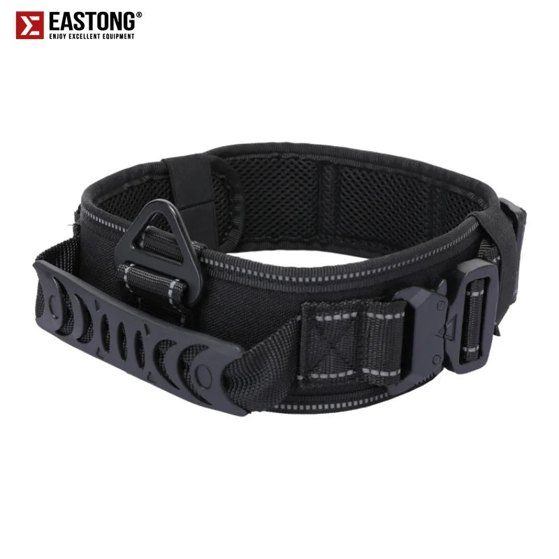 Reflective Nylon Tactical Dog Collar Classic Military Training with 2 Heavy Duty Metal Buckle Handle for Large  Dog Collar