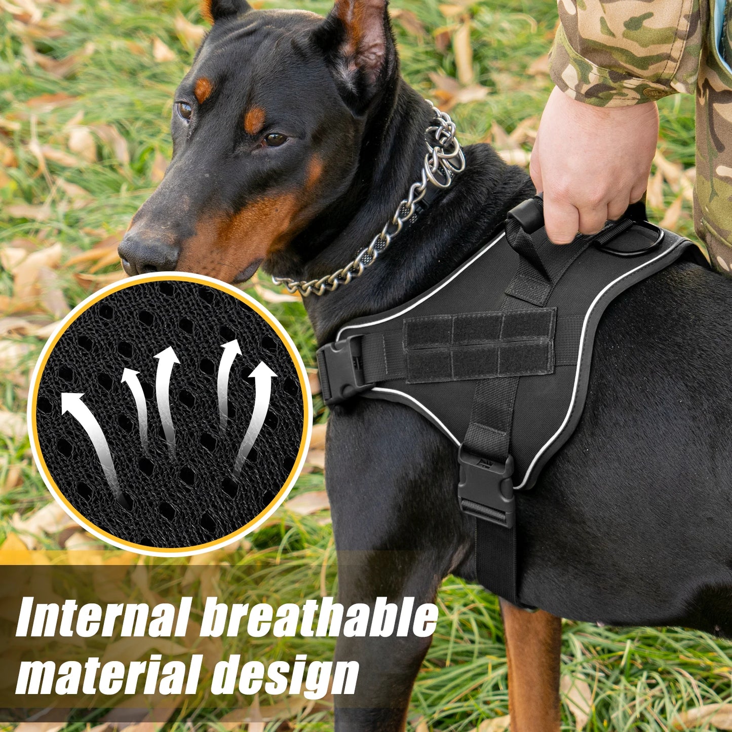 Tactical Dog Harness Pet Doberman Pinscher Pet Training Vest Dog Harness for Small Medium Large Dogs Explosion Proof