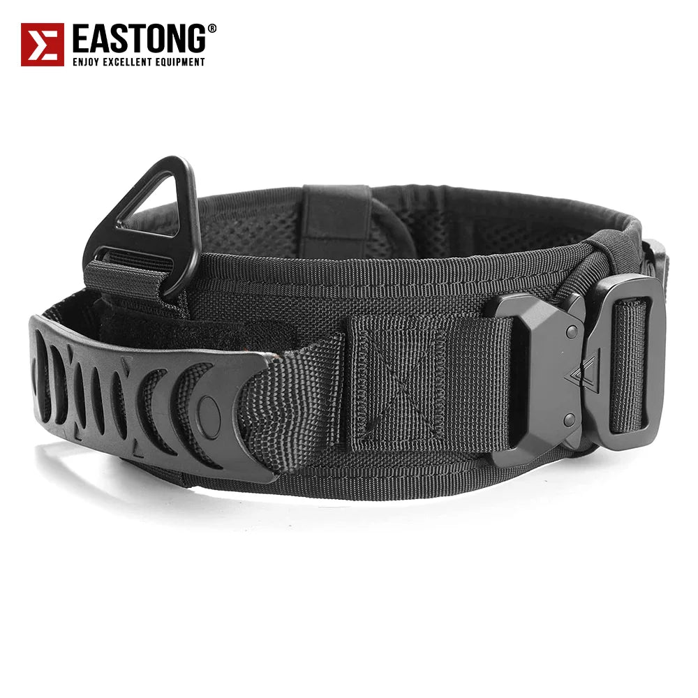 Reflective Nylon Tactical Dog Collar Classic Military Training with 2 Heavy Duty Metal Buckle Handle for Large  Dog Collar