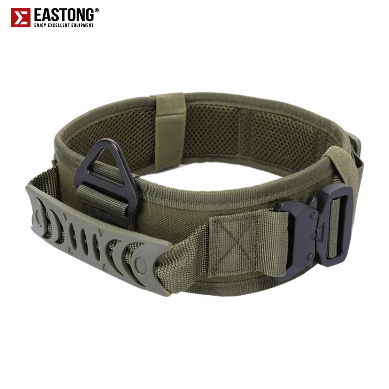 Reflective Nylon Tactical Dog Collar Classic Military Training with 2 Heavy Duty Metal Buckle Handle for Large  Dog Collar